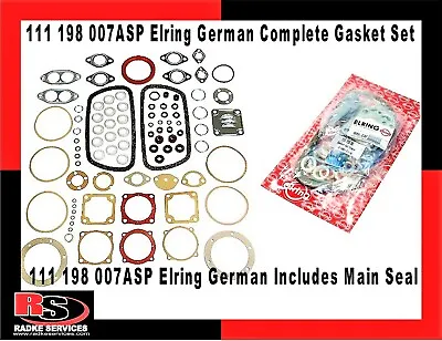 $26.95 • Buy  VW Bug Engine GERMAN Gasket Kit Set W/Main Seal 1300cc-1600cc Type 1 2 3 