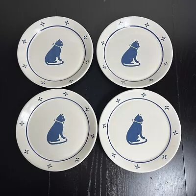 Vintage Pfaltzgraff Country Fair Blue Cat 10  Dinner Plates Lot Of 4 • $48