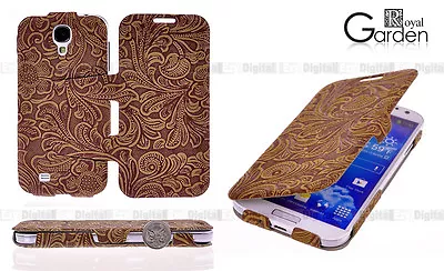 BROWN Premium ROYAL GARDEN Stand Wallet Case Cover For Samsung S IV S4 I9500 • $4.99