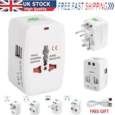 Universal Travel Adapter World Wide Use New Plug Charger UK EU AU US USB Port UK • £5.25