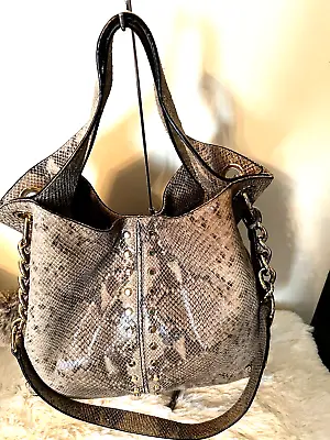 MICHAEL KORS Uptown Astor  PYTON EMBOSSED  Leather Studded Hobo MINT • $329