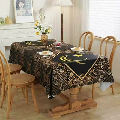 $26.99 • Buy Eid Mubarak Ramadan Muslim Dining Table Cloth Waterproof Desk Cover Home Decor