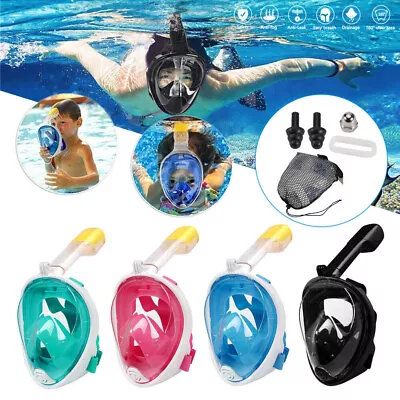 $13.59 • Buy Adult Kid Full Face Snorkel Mask Set Anti-fog Safe Diving Goggles For GoPro Swim