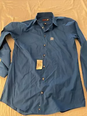 J. Ferrar Men's Dress Shirt ~ Medium Slim ~ 15-15.5 (34-35) ~ Vibrant Blue ~ NEW • $12