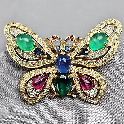 Vintage Crown Trifari Jewels Of India Butterfly Moghul Brooch • $1499