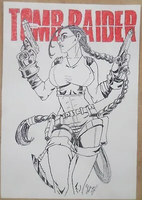 LARA CROFT Tomb Raider Comic Art Original Hand Drawn  9.5 X 6.5 Artist Signed 92 • £22.06