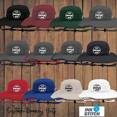 Ink Stitch Custom Unisex Logo Texts Stitching Logo Texts Booney Bucket Hats • $29.99