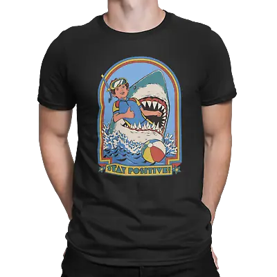 £6.99 • Buy Stay Positive Cartoon T Shirt Inspired By Jaws Fans