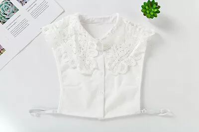 Lace Fake Collar Dickey Half Shirts Blouse False Bib Women Detachable Bowknot • £10.99