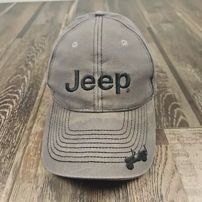 Jeep Hat Cap Mens OSFA Grey Strapback Truck Logo Wrangler Cherokee 4x4 • $19.87