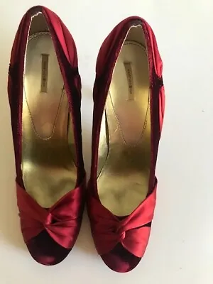 Max Studio 4” Heels Deep Red Velvet Satin Knot Toe Size 9 Gorgeous! • $19.99