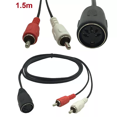 Din 5 Pin Female Socket To 2x RCA Phono Male Plug AMP Audio Adapter Cable 150cm • $5.99