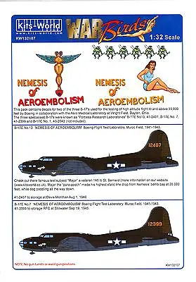 Kits World Decals 1/32 BOEING B-17E FLYING FORTRESS Nemesis Of Aeroembolism • $12.99