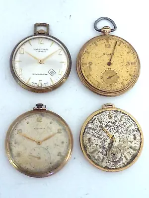 4 Pocket Watches NOT RUNNING 4 PARTS Or REPAIR- GRUEN BULOVA WITTNAUER RIVALLE • $99.99