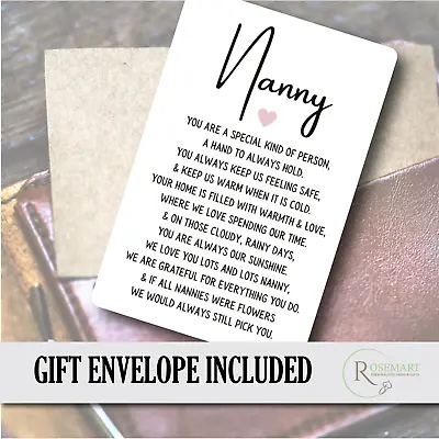 Nanny Nan Poem Keepsake Metal Wallet Card Mothers Day Gift • £2.50