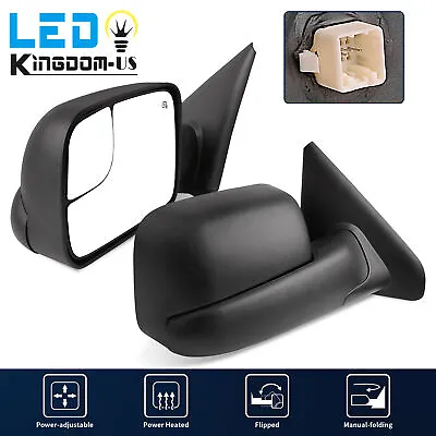 Pair Power Heated Tow Mirrors For 02-08 Dodge Ram 1500 / 03-09 2500 3500 Flip Up • $95.89