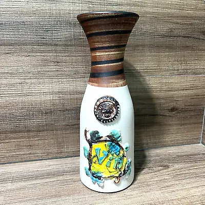 Wine Decanter Embossed Pacific Stoneware Signed B Welsh Vino Vase 1970 USA • $32.99
