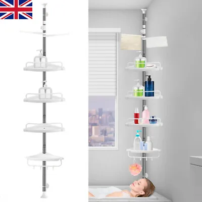 £13.99 • Buy 4 Tier Telescopic Bathroom Wall Corner Shelf Rack Shower Caddy Storage Organizer
