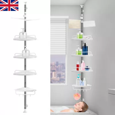 £14.99 • Buy 4 Tier Telescopic Bathroom Wall Corner Shelf Rack Shower Caddy Storage Organizer