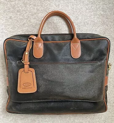 BRIC'S LIFE Briefcase Laptop Case Brown Leather Fabric Made In Italy • £39.99