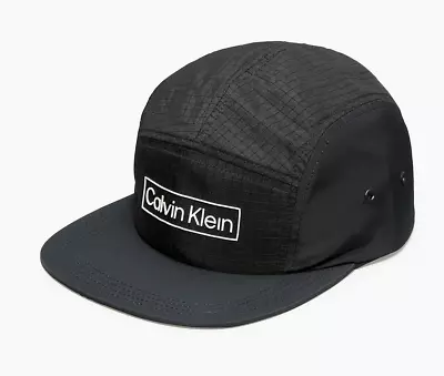 Calvin Klein Mens 2022 Classic Box Logo 5-Panel Hat Adjustable Cap Black • $26.98