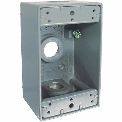 Bell GRAY Single-Gang Weatherproof Outdoor Outlet Box 1/2  HOLES 5320-5 / 507614 • $6.90