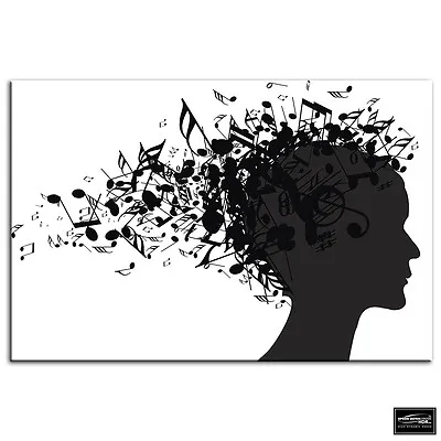 Music Woman  Illustration BOX FRAMED CANVAS ART Picture HDR 280gsm • £19.99