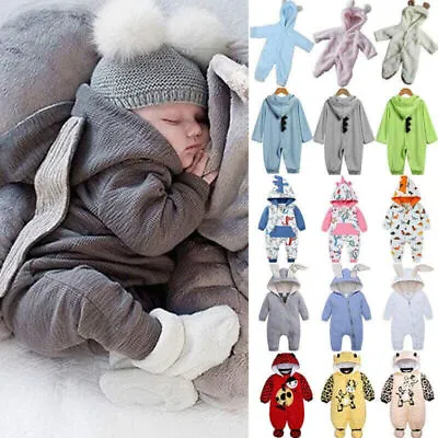 Baby Bunny Hoodie Rabbit Romper Jumpsuit Casual Babygrow Cute Outfit Overalls· • £6.45