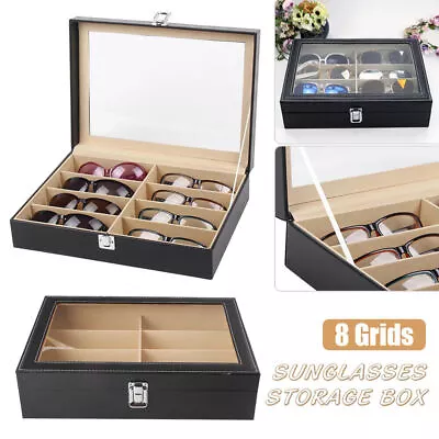 $25.64 • Buy 8 Grids Sunglasses Glasses Display Storage Case Box Organizer Holder PU Leather