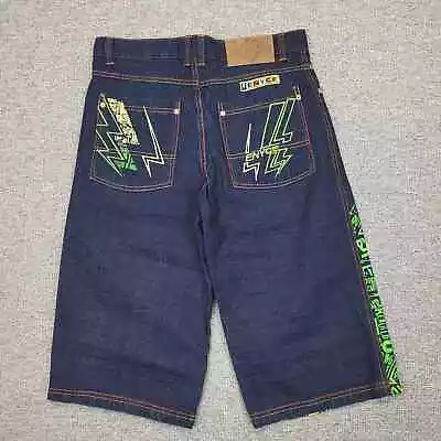 Vintage Y2k Crazy Enyce Dark Wash Jean Shorts With Graphics • $39.99