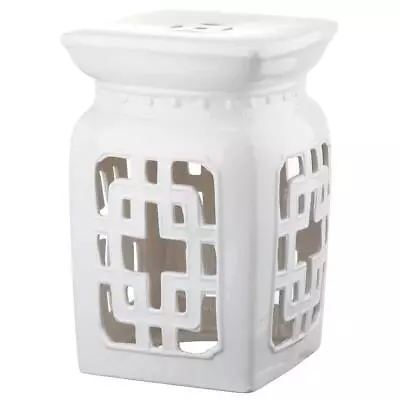 SAFAVIEH Outdoor Side Table 18 X11 X11  22 Lb Ceramic Garden Stool Antique White • $98.51