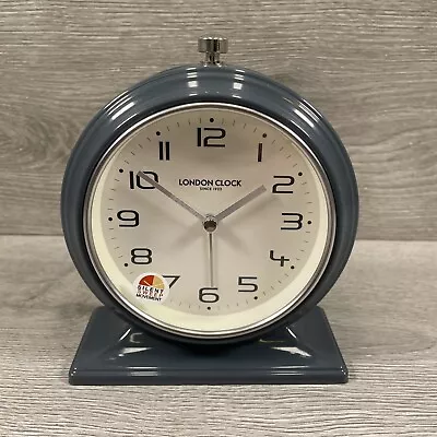 The London Clock Company Grey Metal Alarm Clock Quartz Silent Sweep Movement • £12.99