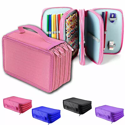 Layers High Capacity Student Pencil Brush Case Pen Box Pouch Makeup Storage Bags • £15.59