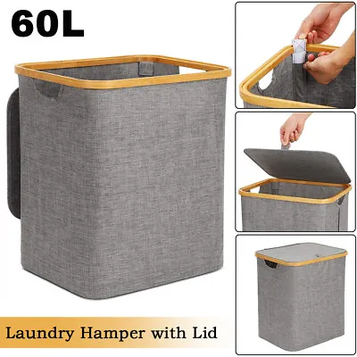 Sherwood Linen & Bamboo Rectangular Hamper Basket Laundry Bag Cover 40*33*45Cm • £13.65