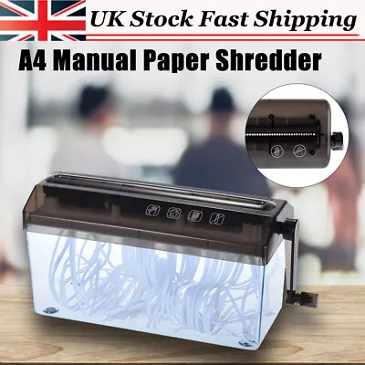 Mini Hand Paper Shredder A4 Documents Paper Cross Cutting Home Office Equipment • £16.62