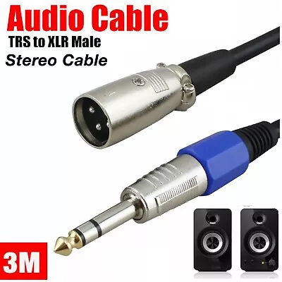 Balanced Male XLR Female To TRS 6.35mm Microphone Cable Audio Stereo Jack Lead • $14.99