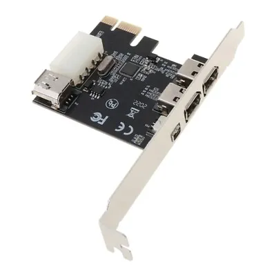 PCI-e 1X IEEE 1394A 4 Port (3+1) Firewire Card Adapter 6-4 Pin Cable For Desktop • £10.93