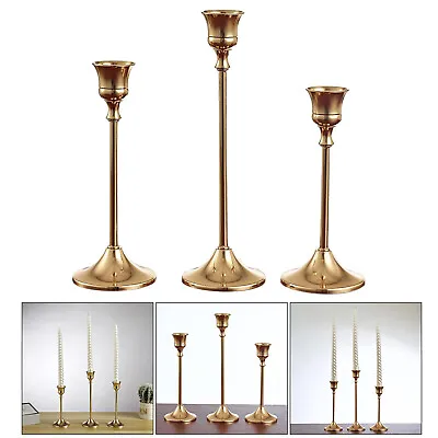 Gold Metal Candlestick Holder Gold Wedding Table Dinner Candle Stick Stand • £10.26