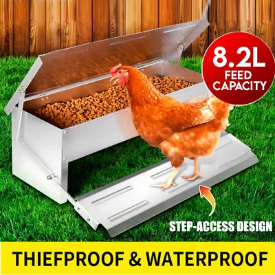 8.2L 5KG Metal Automatic Treadle Chicken Feeder Poultry Self Opening Ratproof UK • £23.50