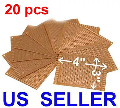 20 Pcs - 3x4 Inch (7x9cm) PCB Printed Single Sided Circuit Board Breadboard • $12.99