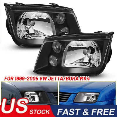 Black Housing Crystal Clear Lens Headlight Fog Lamp For 99-05 VW Jetta/Bora MK4 • $86.99