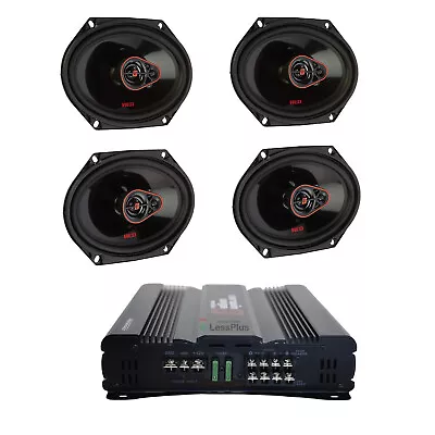 2 Pair 360W 6 X 8  Coaxial Front-Rear Truck Door Speakers & 4-Channel Amplifier • $199.95