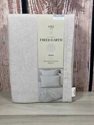 M&S X Fired Earth Duvet Cover Set Single Malm Beige Brushed Cotton New • £24.88