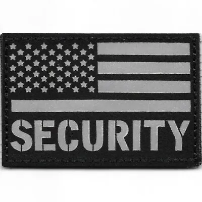 Black Grey Reflective United States US American Flag Security Guard Patch • $5.99