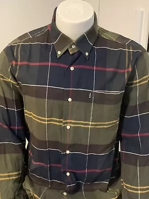 Barbour Flannel Shirt Tartan Green Check Sz Large • £24