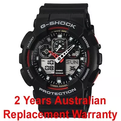 Casio G-shock Analog Digital Men Watch Ga-100 Ga-100-1a4 Black / Red 2y Warranty • $139.90