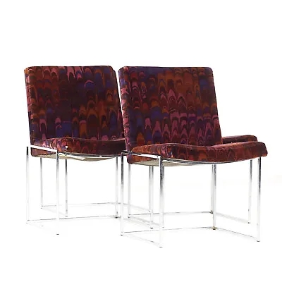 $3747 • Buy Jack Lenor Larsen Mid Century Square Chrome Framed Dining Chairs - Set Of 4