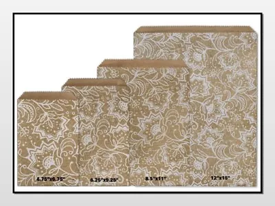 LACE KRAFT Design Print Flat Paper Merchandise Bags Choose Size & Package Amount • $296.96