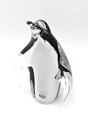 Adorable Vintage FM Marcolin Swedish Hand Blown Glass Penguin Signed With Label. • $42