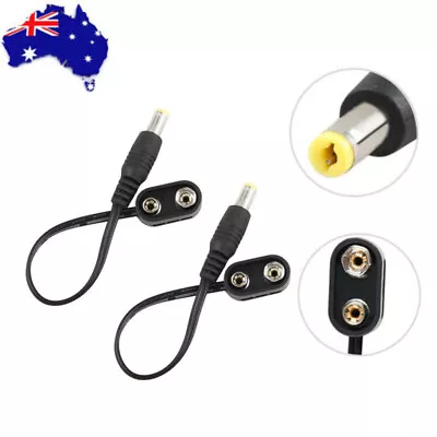 2Pcs 9V Guitar Pedal Power Supply Battery Clip Adapter Converter Cable 5.5X2.1mm • $8.99